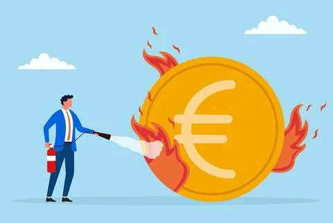 Vector illustration of a businessman using a fire extinguisher to put out fire Stock Illustration
