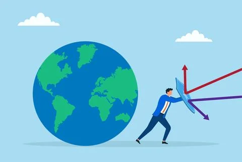 Vector illustration of a businessman using a shield to protect the globe Stock Illustration