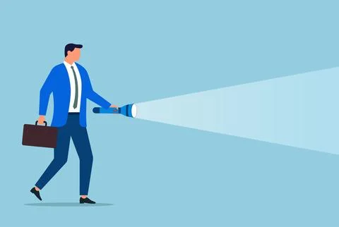 Vector illustration of a businessman walking forward with a light Stock Illustration