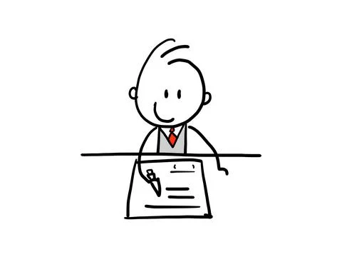 Vector illustration of a businessman working with documents Stock Illustration