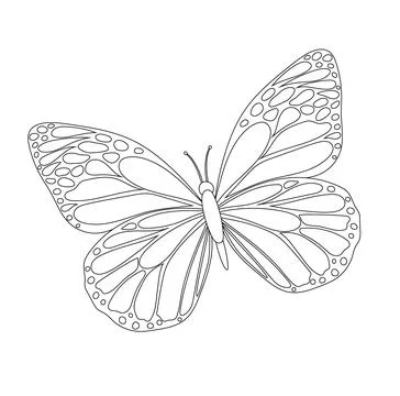 Vector illustration of a butterfly with beautiful open wings for children's.. Stock Illustration