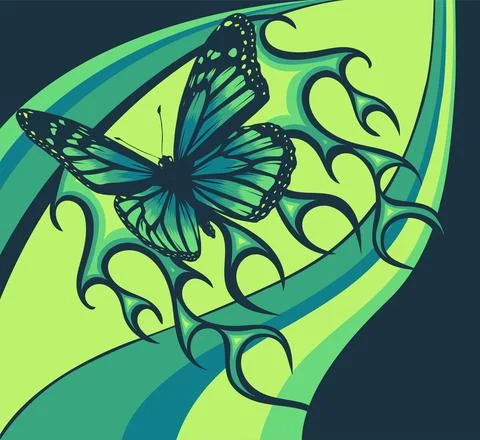 Vector Illustration of a butterfly with fire Stock Illustration