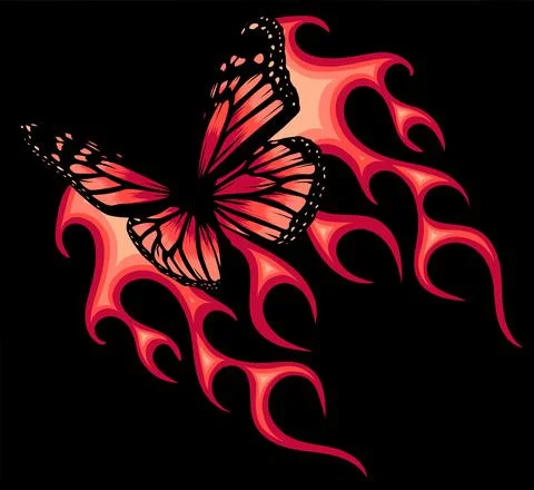 Vector Illustration of a butterfly with fire イラスト素材