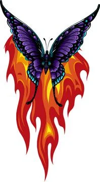Vector Illustration of a butterfly made of fire 스톡 일러스트