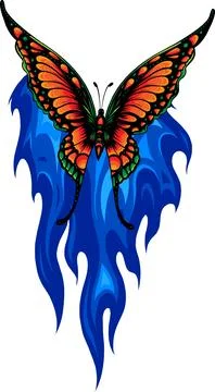 Vector Illustration of a butterfly made of fire Stock Illustration