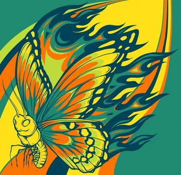 Vector Illustration of a butterfly made of fire イラスト素材