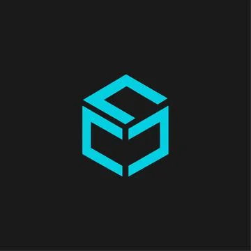 Vector illustration of C cube design with letter c isolated on black background Stock Illustration