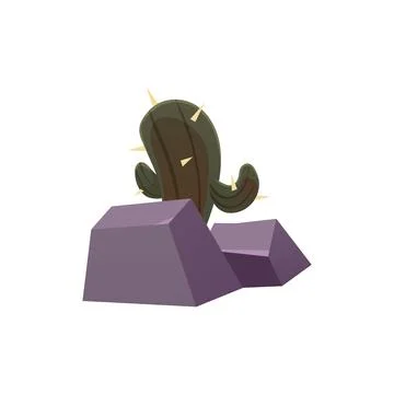 Vector Illustration with a cactus growing between rocks. イラスト素材