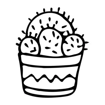 Vector illustration of a cactus in a pot. Doodle style. Stock Illustration