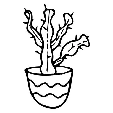 Vector illustration of a cactus in a pot. Stock Illustration
