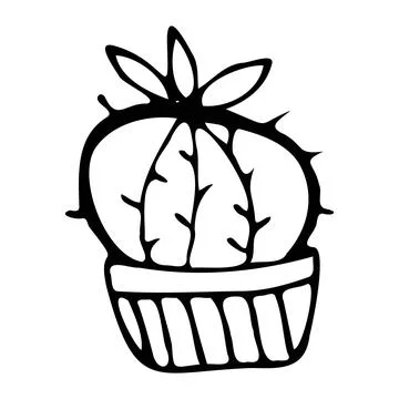 Vector illustration of a cactus in a pot. Stock Illustration