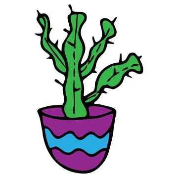 Vector illustration of a cactus in a pot. Stock Illustration