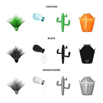 Vector illustration of cafe and Latin sign. Set of cafe and national stock Stock Illustration