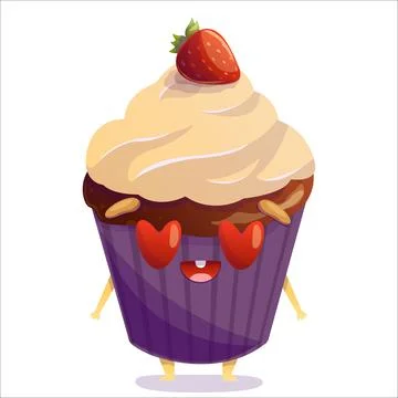 Vector illustration of a cake in love. Cake, character, love, holiday, vector Stock Illustration