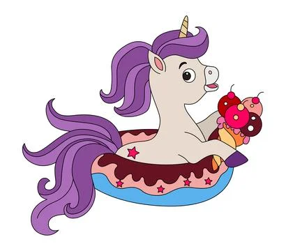 Vector illustration cake in magic unicorn sitting Stock Illustration