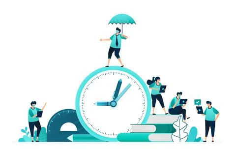 Vector illustration of calculate study time for students. selection and plann Stock Illustration
