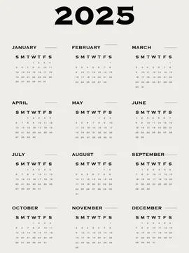 Vector illustration. Calendar for 2025. Perfect for your workplace design Stock Illustration