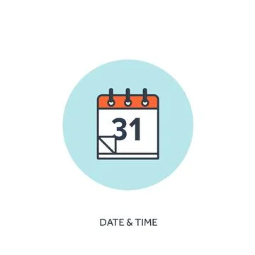 Vector illustration. Calendar lined icon.Date time. Holiday planning. Stock Illustration