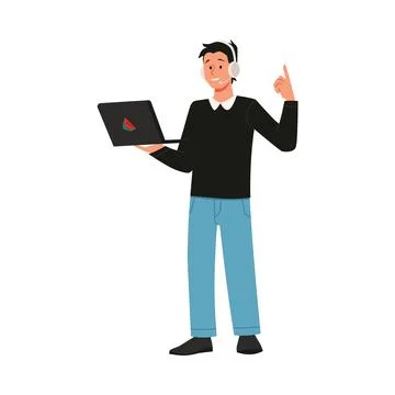 Vector illustration of a call center operator on an isolated background. Stock Illustration