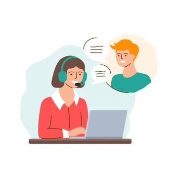 Vector illustration of a call centre operator consulting Stock Illustration