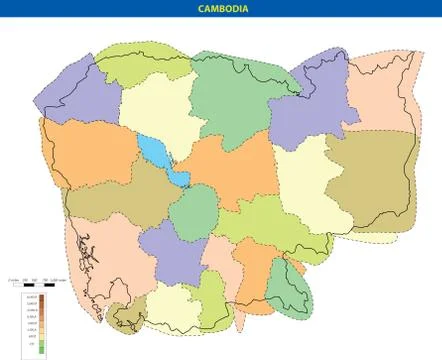 Vector illustration of  Cambodia map Stock Illustration