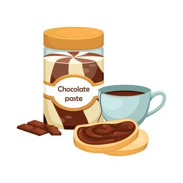 Vector illustration of a can of chocolate paste. Sweet snack. Stock Illustration