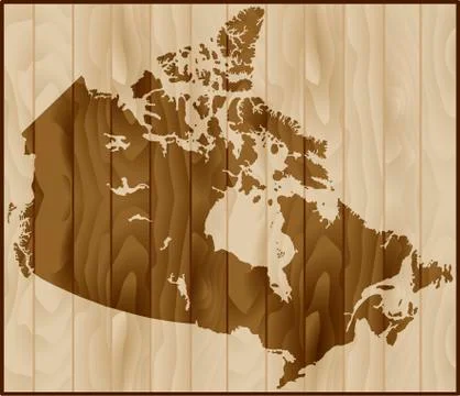 Vector illustration Canada map on wood background Stock Illustration