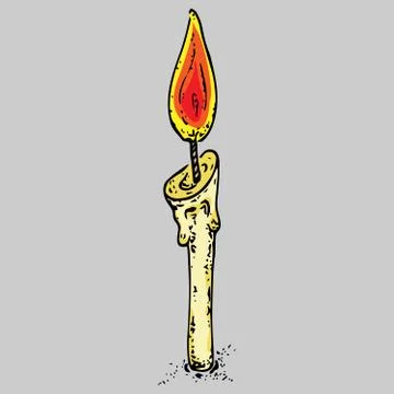 Vector illustration of a candle. Hand drawn candle. Stock Illustration