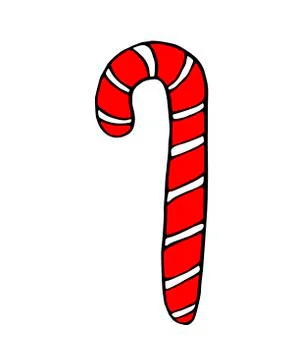 Vector illustration of candy cane, Lollipop in style of Doodle. Hand drawn bl Stock Illustration