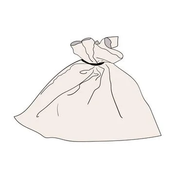 Vector illustration of a canvas sack. Linen bag drawing. Stock Illustration