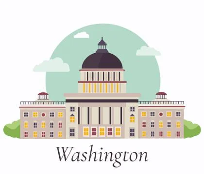 Vector illustration of Capitol in Washington. Stock Illustration