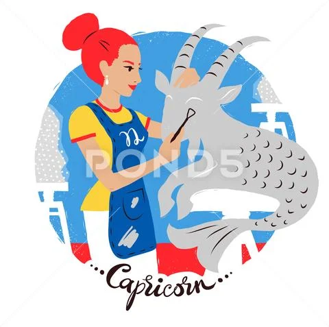 Vector illustration of Capricorn zodiac sign. Stock Illustration