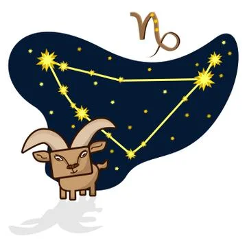 Vector illustration of the Capricornus with a rectangular face Illustrazione stock