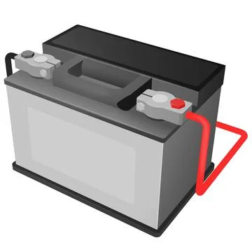 Vector illustration of car battery with connected terminals 스톡 일러스트
