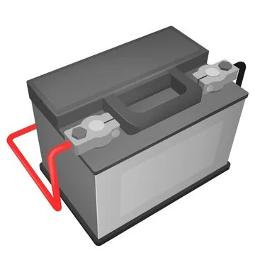 Vector illustration of car battery with connected terminals Stock-Illustration