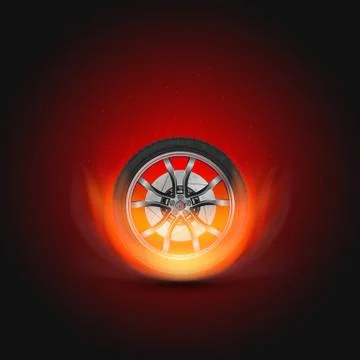 Vector Illustration Car Wheel with Fire Stock Illustration