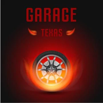Vector Illustration Car Wheel with Fire Stock Illustration