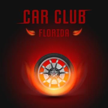 Vector Illustration Car Wheel with Fire Stock Illustration