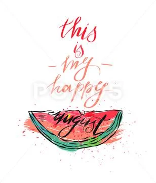 Vector illustration card with inscription this is my happy august and sliced Stock Illustration