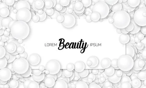 Vector illustration of card placed in white pearls or spheres. Volumetric ran 스톡 일러스트