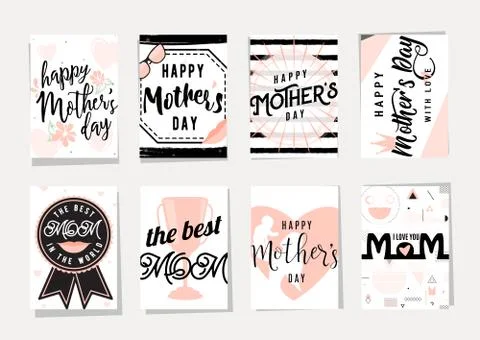 Vector illustration of card set for happy mothers day holiday greeting Illustrazione stock