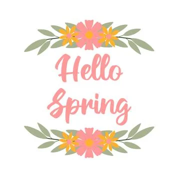 Vector illustration of card with spring flowers. Stock Illustration