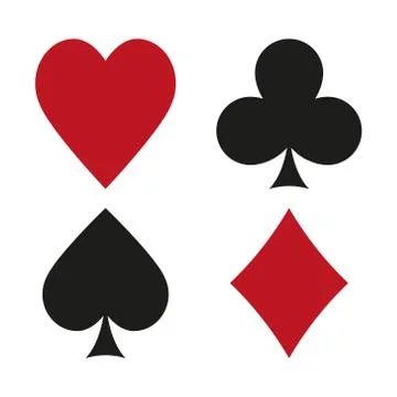 Vector illustration of card suits red and black. Isolated. 스톡 일러스트