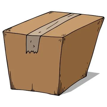Vector illustration of a cardboard box. Packing box. Hand drawn box. Illustrazione stock