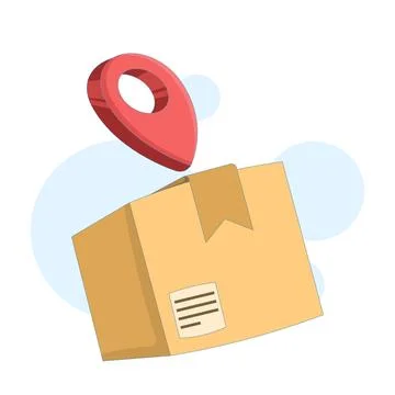 Vector illustration of cardboard package with location pin Stock Illustration