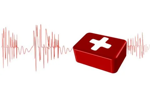 Vector illustration the cardiogram with the first-aid set Stock Illustration