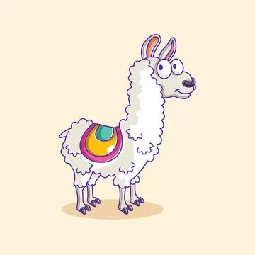 Vector illustration of cartoon alpaca Stock Illustration