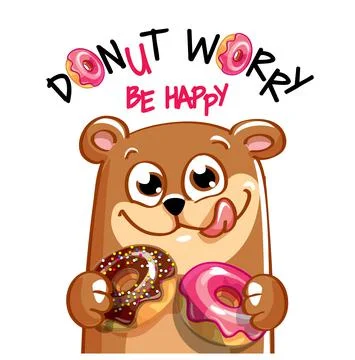 Vector illustration of cartoon bear with donuts. Stock-Illustration