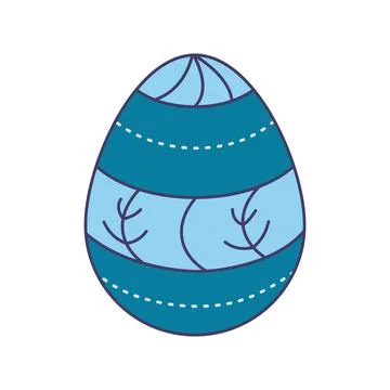 Vector illustration of cartoon blue Easter egg design in flat style on white Stock Illustration