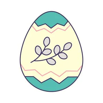 Vector illustration of cartoon blue Easter egg design in flat style on white Stock Illustration